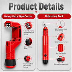 CT-888 Multi-Functional Pipe Cutter Set, Heavy Duty Pipe Cutter Kit with 1/8&Prime;-7/