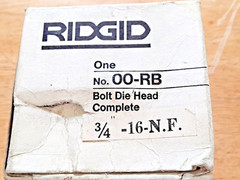 NEW RIDGID 00-RB 3/4&Prime; &ndash; 16 NF Bolt Threader Die Head Complete NOS FREE SHIPPING