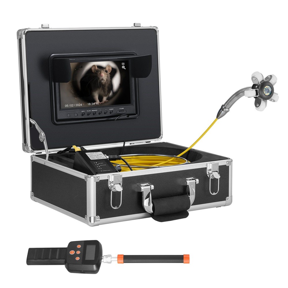 165ft Drain Camera: 512Hz Locator, IP68, 36x Zoom, 12 LED Lights