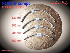FORAS 1&Prime; (25 mm) braided hose 700 mm, made in Italy, DN18, PN10, 90 degree bend
