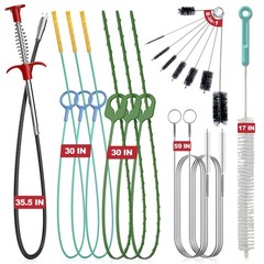 Drain Snake 18 Set with Clog Remover and Steel Drain Brush