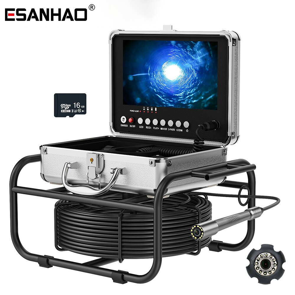 23mm Drain Sewer Camera Pipe Inspection Camera DVR 16GB 9&rdquo; Monitor 50M Cable