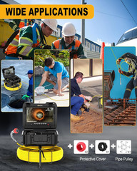 Self-Leveling Sewer Camera 300ft with 9&Prime; 1080P Screen & DVR Recorder