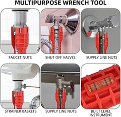8 in 1 Faucet Sink Installer Multi Tool Pipe Wrench Plumbing for Kitchen Bathroo