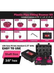 6 Piece Plastic Pipe Fitting Reamer Kit for 1/2&Prime; Drill, Includes 0.75&Prime;, 1&Prime;,&hellip;