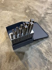 Greenfield USA 10 pc tap set, model 16401, 1/4-20 to 1/2-20, NC and NF with case