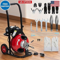 100 ft x 1/2 in Drain Cleaner Machine 250W Portable Sewer Snake Auger Feed Auto