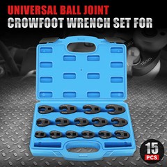 [15Pcs] 1/2&Prime; & 3/8&Prime; Drive Metric Crows Foot Crowfoot Wrench Set 8-24mm w/ Case