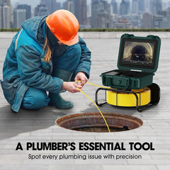 100Ft Self-Leveling Sewer Camera with 9&Prime; HD Monitor & 12 Light Meter Counter