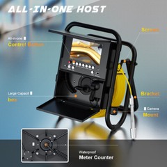 HD 1080P Sewer Pipe Inspection Camera with Keyboard Meter Counter 7&Prime; Monitor 50M