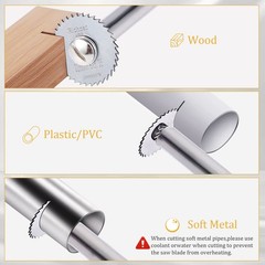 Richcat PVC Pipe Inside Cutter,Inside 1/4&Prime; Hex Shank (5 Saw Blades), Silver
