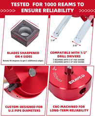 8-Piece PVC Pipe Reamer Kit with 1/2&Prime;, 3/4&Prime;, 1&Prime;, 1-1/4&Prime;, 1-1/2&Prime;, 2&Prime;, 3&Prime;, 4&Prime; Head
