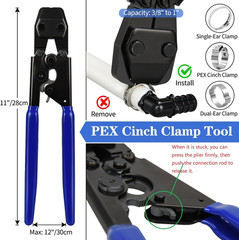PEX Cinch Clamp Tool Kit with 30 Brass Fittings, Pipe Cutter & Clamps
