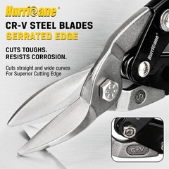 10 inch Aviation Tin Snips, Straight Cut Metal Shears with Non-Slip Tyregrip Han