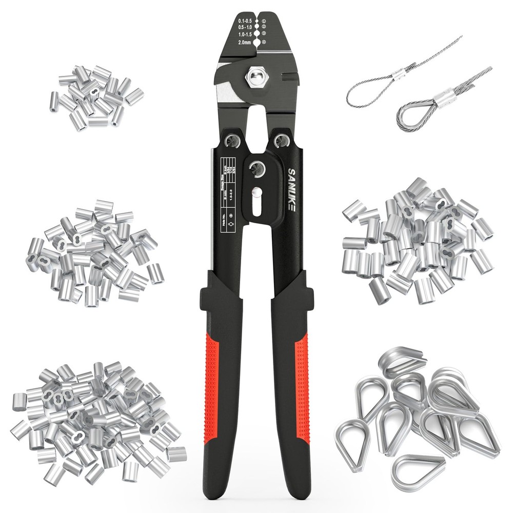 Sanuke Wire Rope Crimping Tool for 3/64 1.0mm, 1.2mm, 1.5mm, 2.0mm, Silver