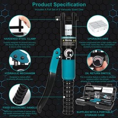 10-Ton Hydraulic Crimping Tool with 9 Dies &ndash; Battery Cable Crimper Tool & Wir&hellip;