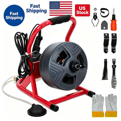 50Ft x 5/16 Inch Drain Cleaner Machine, Electric Drain Auger Cleaner Sewer Snake