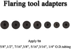 Double Flare Tool Adapters 7 Pcs 3/16, 1/4, 5/16, 3/8, 7/16, 1/2, 5/8