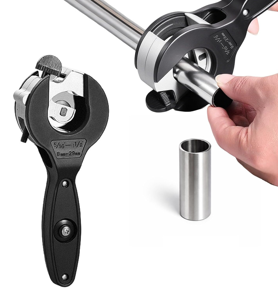 Ratchet Pipe Cutter, 2-in-1 Ratcheting Pipe Cutter Tool for Tight Spaces
