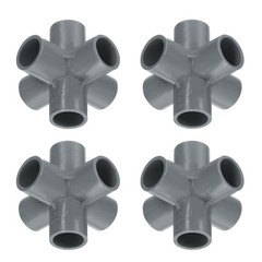 4pcs 6 Way Pipe Fittings 1/2&Prime; Elbow Pipe Connector Build Grade 90 Degree Grey
