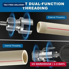 3PCS PVC Pipe Threading Tool Set for 1/2&Prime; 3/4&Prime; 1&Prime; Pipes &ndash; Dual Internal & Extern