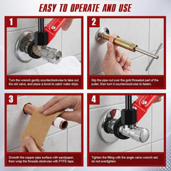 5 PCS Plumbing Tools Kit | Angle Stop Wrench with 1/2-Inch Compression Sleeve Pu