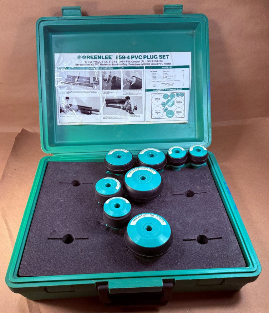 Greenlee 859-4 PVC Plug Set for 2 in. to 4 in. for PVC Conduit Pipe Bender