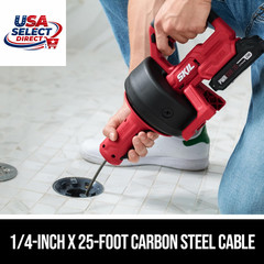 12V Cordless Power Snake Drain Cleaner Kit with Battery & Charger
