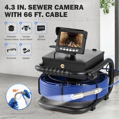 Zelcan 66FT/20M Sewer Camera 4.3 In LCD Monitor HD Drain Pipe Inspection Camera
