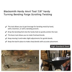 Blacksmith Hardy Anvil Tool 7/8&Prime; hardy Turning Bending Forge Scrolling Twisting