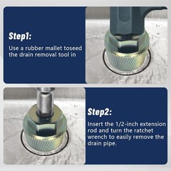 1.5&rdquo; Tub Drain Extractor with 1/2&rdquo; Socket Bathtub Remover Colourful Galvanized