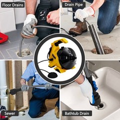 Drain Cleaner Machine 30Ft x 3/10In, with Foot Switch, Sewer Snake for Sinks