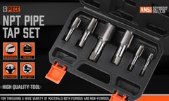6 Pcs NPT Pipe Tap Set 1&Prime; 3/4&Prime; 1/2&Prime; 3/8&Prime; 1/4&Prime; 1/8&Prime; With Case Carbon Steel Inch