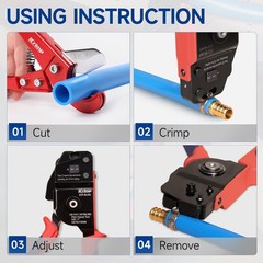 PEX Ring Crimping Tool One Hand 3/8 1/2 5/8 3/4 1 Inch