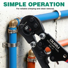 2-in-1 PEX Crimping Tool Set with Cutter & 35 Stainless Steel Clamps, 3/8&Prime;-1