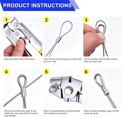 /Wire Rope Crimping Tool Up To 2.2mm Swaging Tool With 160PCS 1/16&rdquo;Aluminum Cri