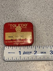 Vintage Set of 4 Toledo Pipe Threading 3/8&Prime; Dies # 00-30 in Metal Tin Box Nice!
