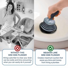 Mini Sink Plunger Clog Remover HeavyDuty Suction Ergonomic Grip 7 Inch Silver