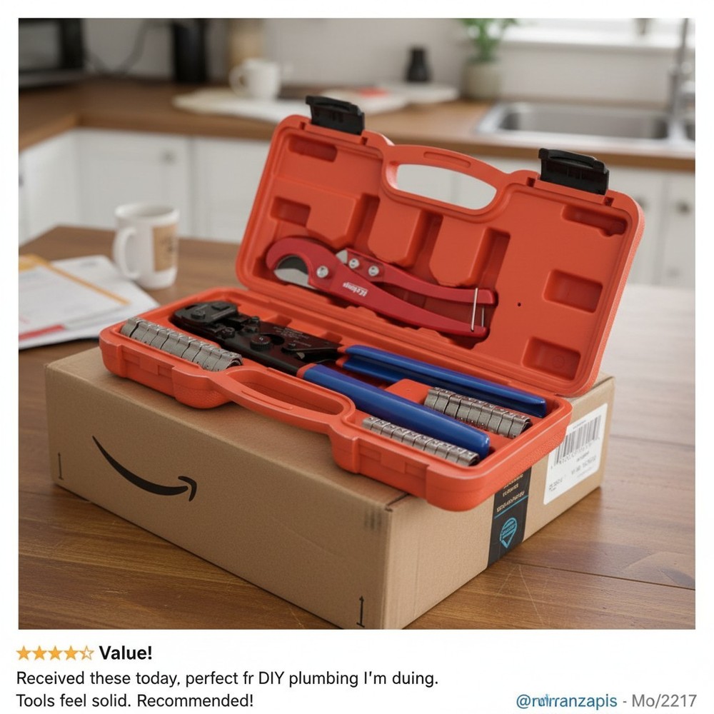 Ergonomic PEX Clamp Tool with 33-Piece Set for Quick and Secure PEX Connections