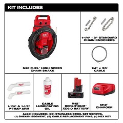 Milwaukee M12 Fuel High Speed Chain Snake For 1-1/4 Inch-2 Inch Pipes
