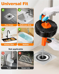 Drain Auger 25 Ft, Auto Feed Plumbing Snake Hair Clog Remover with Drill Adapter