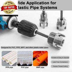 3Pcs PVC Pipe Threader Kit 1/2&Prime; 3/4&Prime; 1&Prime; NPT, Integrated Internal & External Pipe