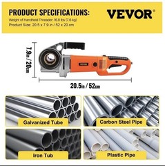 Electric Pipe Threader Portable Machine 2300W, 6 Dies 1/2-2&Prime; , 22 RPM ,Excellent