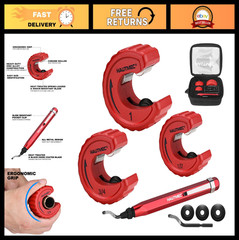 3-Piece Copper Tubing Cutter Set with Portable Case, Pipe Cutters & Accessories