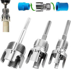 PVC Pipe Threader Kit, 3 Piece Set, 1/2&Prime; 3/4&Prime; 1&Prime; NPT Sizes, Dual-Function