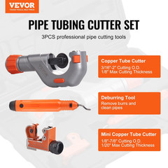 3PCS Tubing Cutter Set, 3/16&Prime;-2&Prime; O.D. Copper Pipe Cutter, 1/8&Prime;-7/8&Prime; O.D. Mini Tu