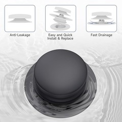 Matte Black Universal Tip Toe Tub Stopper Replacement, Pop Up