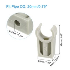 20Pcs U-Shaped Water Pipe Clamp, Fit for 20mm/0.79&Prime; OD, 25mm Height, Grey