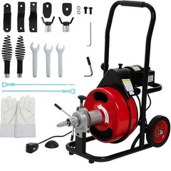 100Ft Drain Cleaner Machine 1/2&Prime; Auto-Feed Drain Snake with 4 Cutters Electric