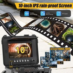 50m Pipe Inspection Camera 512hz Self-leveling Sewer Camera w/ Meter Counter 10&Prime;